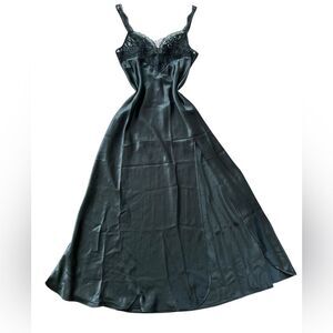 Victoria’s Secret Vintage Gold Label Gothic Satin Lace Slip Dress Black Medium